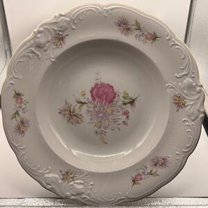 Wałbrzych Porcelain Floral Gold Trim Dinner Set Blue White Pottery Poland